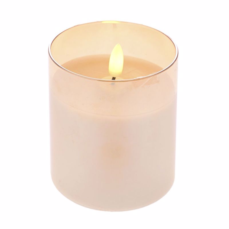 Iliadis Κρεμ Κερί LED Μπαταρίας σε Μελί Γυάλινη Βάση Φ7