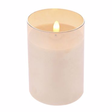 Iliadis Κρεμ Κερί LED Μπαταρίας σε Μελί Γυάλινη Βάση Φ7.5x12.5cm 76401