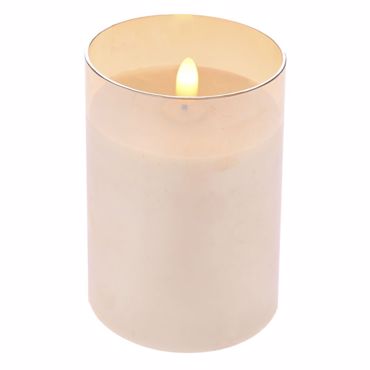 Iliadis Κρεμ Κερί LED Μπαταρίας σε Μελί Γυάλινη Βάση Φ7.5x15cm 76402