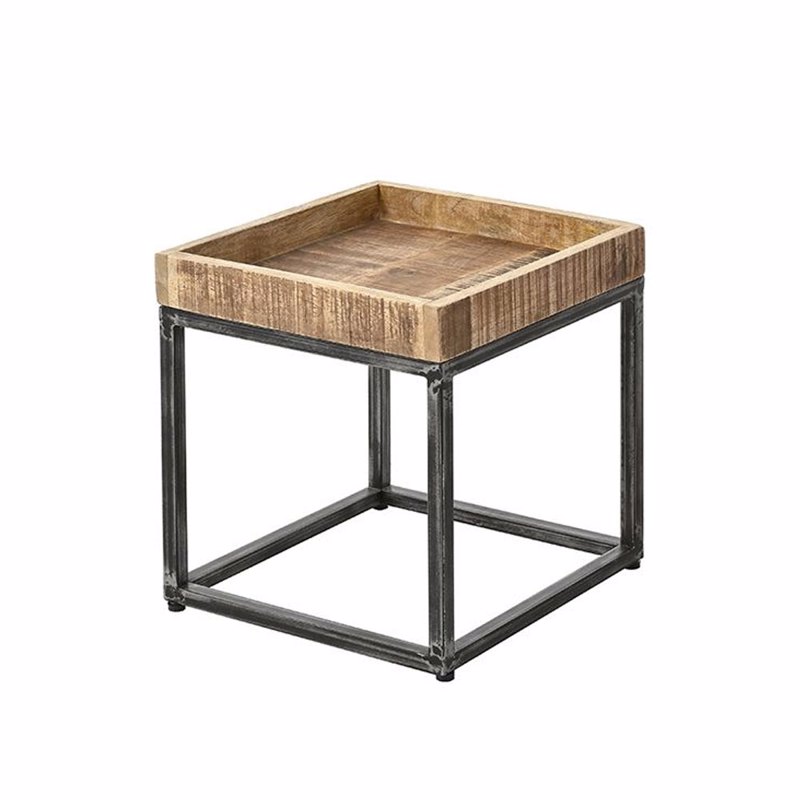ILIADIS Τραπεζάκι από μασίφ ξύλο με μεταλλική βάση 37x3