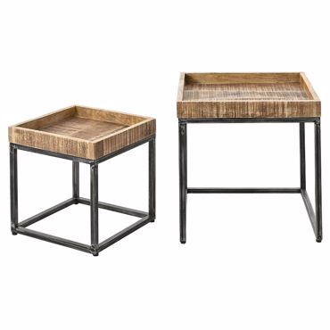 ILIADIS ΣΕΤ 2 ΤΕΜΑΧΙΩΝ ΣΙΔΕΡΕΝΙΟ/ΞΥΛΙΝΟ ΤΡΑΠΕΖΑΚΙ 47x47x50EK/37x37x41EK 76871