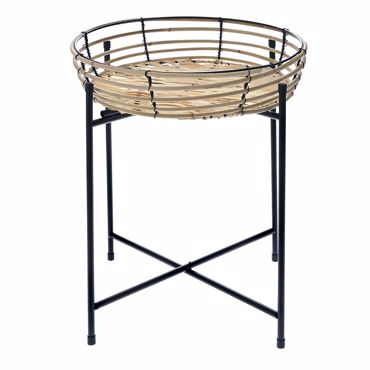 Iliadis Τραπεζάκι με Ψάθινο Δίσκο Και Μαύρα Μεταλλικά Ποδια Φ38Χ45εκ 77316