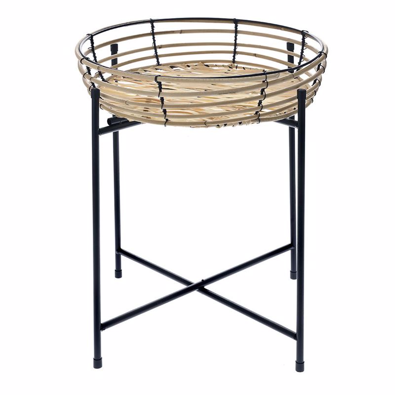 Έπιπλα σαλονιού agiovlasitishome - ΣΗΜΑΝΤΙΚΟ: Σε περίπτωση διαφοράς τιμής από το κατάστημα ισχύει παντα και μόνο η τιμή του καταστήματος Iliadis Τραπεζάκι με Ψάθινο Δίσκο Και Μαύρα Μεταλλικά Π