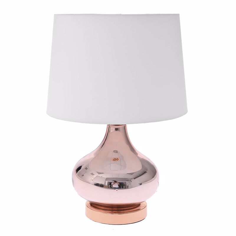 Iliadis Γυάλινο Ροζ-Χρυσό Επιτραπέζιο Λαμπατέρ με Υφασμ