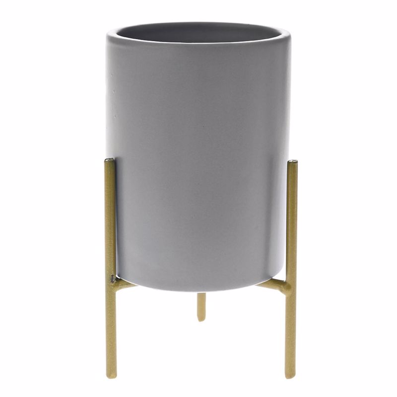 Γλάστρες - Ζαρντινιέρες agiovlasitishome - ΣΗΜΑΝΤΙΚΟ: Σε περίπτωση διαφοράς τιμής από το κατάστημα ισχύει παντα και μόνο η τιμή του καταστήματος Iliadis Γκρι Κεραμικό Κασπό Φ8Χ16cm σε Χρυσό Μεταλλικό