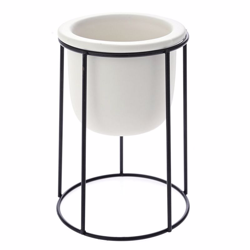 Γλάστρες - Ζαρντινιέρες agiovlasitishome - ΣΗΜΑΝΤΙΚΟ: Σε περίπτωση διαφοράς τιμής από το κατάστημα ισχύει παντα και μόνο η τιμή του καταστήματος Iliadis Λευκό Κεραμικό Κασπό Φ10.5Χ14.5cm σε Μαύρη Μετα