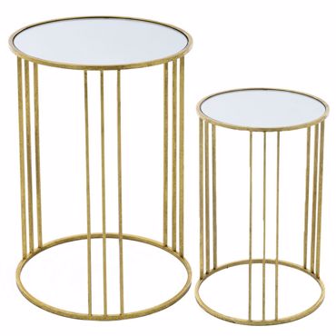 ILIADIS ΣΕΤ ΤΩΝ 2 ΧΡΥΣΟ ΜΕΤΑΛΛΙΚΟ ΤΡΑΠΕΖΙ Φ40Χ59 / Φ34Χ54 ΜΕ ΕΠΙΦΑΝΕΙΑ ΚΑΘΡΕΦΤΗ 78081