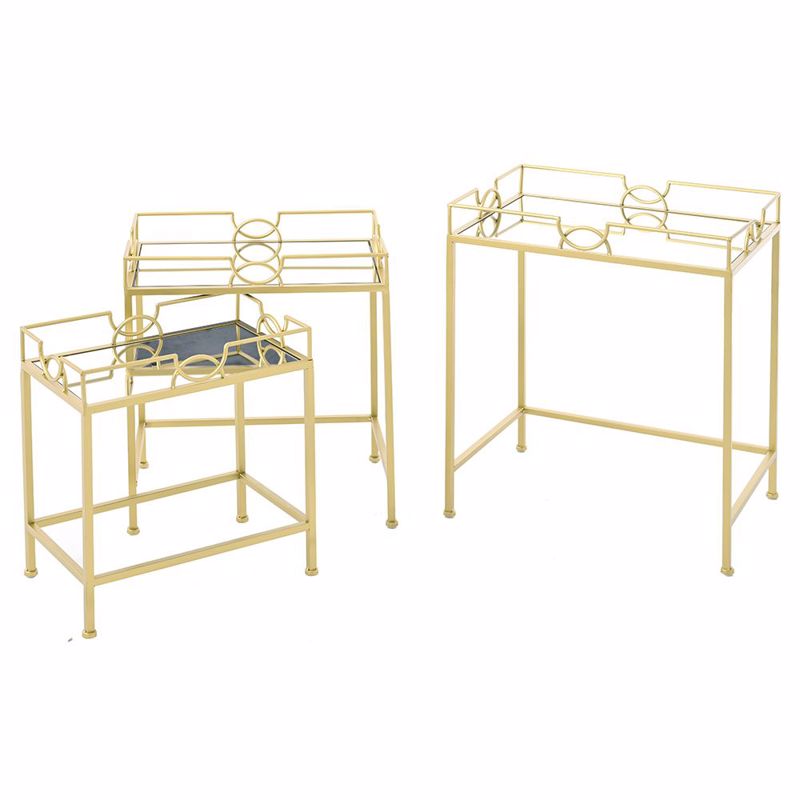 Έπιπλα σαλονιού agiovlasitishome - ΣΗΜΑΝΤΙΚΟ: Σε περίπτωση διαφοράς τιμής από το κατάστημα ισχύει παντα και μόνο η τιμή του καταστήματος Iliadis Σετ των 3 Τραπέζι Χρυσό Μεταλλικό με Καθρέπτη 7