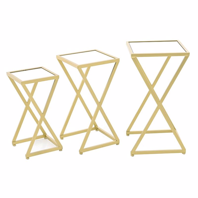 Έπιπλα σαλονιού agiovlasitishome - ΣΗΜΑΝΤΙΚΟ: Σε περίπτωση διαφοράς τιμής από το κατάστημα ισχύει παντα και μόνο η τιμή του καταστήματος ILIADIS ΣΕΤ ΤΩΝ 3 ΧΡΥΣΟ ΜΕΤΑΛΛΙΚΟ ΤΡΑΠΕΖΙ ΜΕ ΚΑΘΡΕΦΤΗ 3