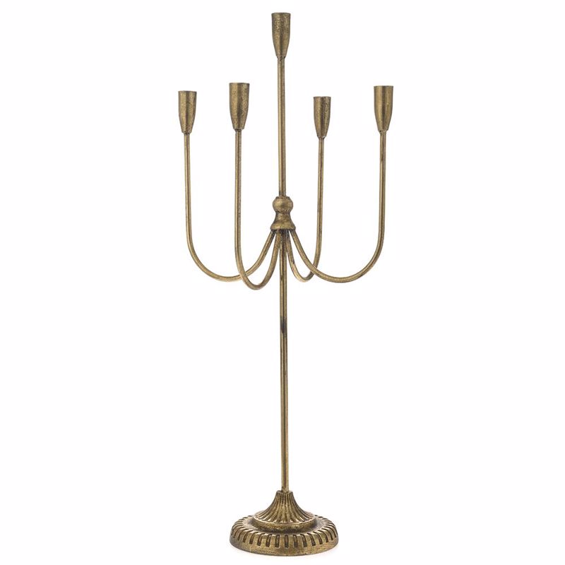 Iliadis Χρυσό Μεταλλικό Κηροπήγιο 5 Θέσεων 31x31x73cm 8