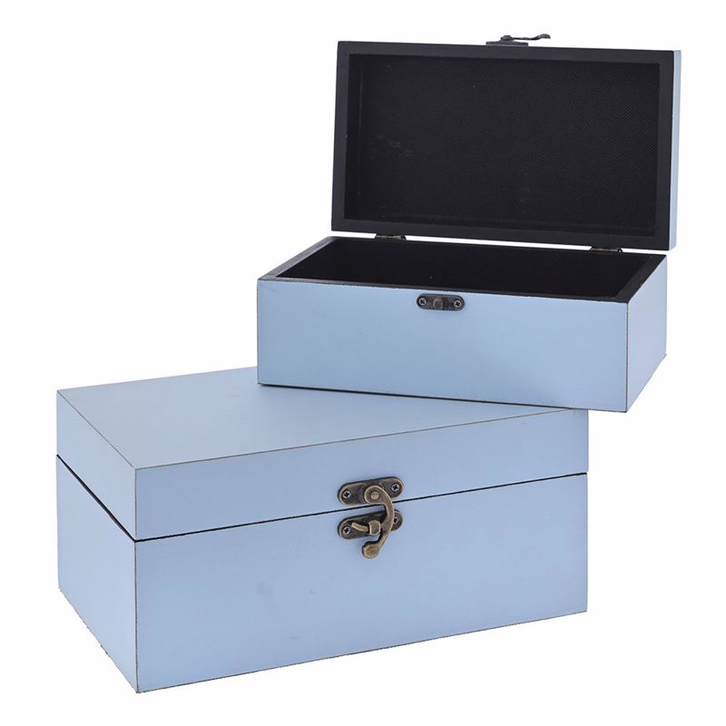 Διακοσμητικά Επιτραπέζια agiovlasitishome - ΣΗΜΑΝΤΙΚΟ: Σε περίπτωση διαφοράς τιμής από το κατάστημα ισχύει παντα και μόνο η τιμή του καταστήματος Iliadis Σετ των 2 Ξύλινο Κουτί Αποθήκευσης Γαλάζιο (26x