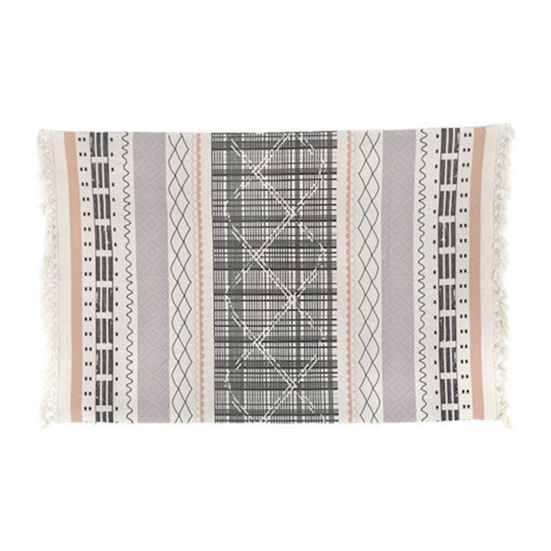 Iliadis Βαμβακερό Χαλί Κρεμ με Γκρι Και Πράσινα Σχέδια 