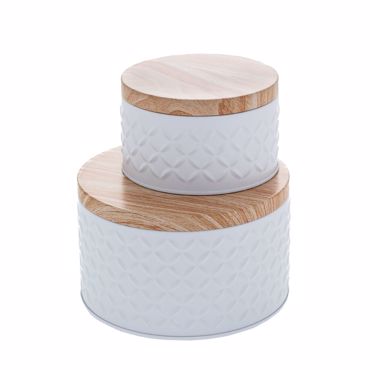 Iliadis Σετ των 2 Μεταλλικά Κουτιά Λευκά Φ13.5x8cm/Φ10x6cm 84437