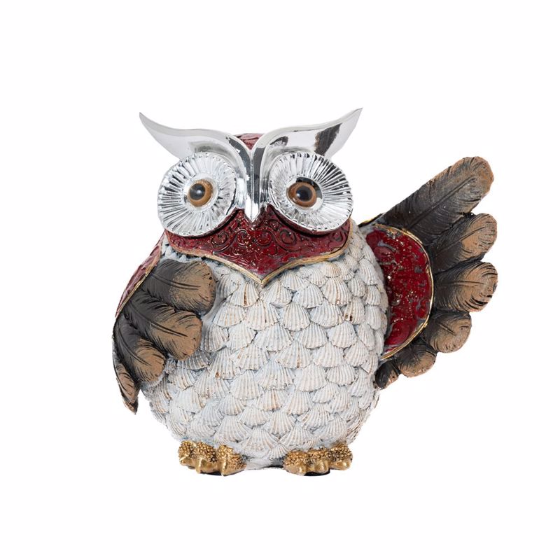 Iliadis - ΣΗΜΑΝΤΙΚΟ: Σε περίπτωση διαφοράς τιμής από το κατάστημα ισχύει παντα και μόνο η τιμή του καταστήματος Iliadis Κουκουβάγια Resin Γκρι/Καφέ/Κόκκινη 16x11x16cm