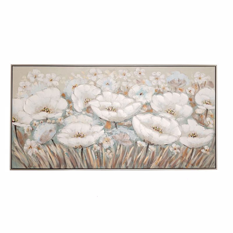 Iliadis Πίνακας Ελαιογραφία σε Τυπωμένο Καμβά με Λευκά Λουλούδια 142×4.5×72.5cm 84809