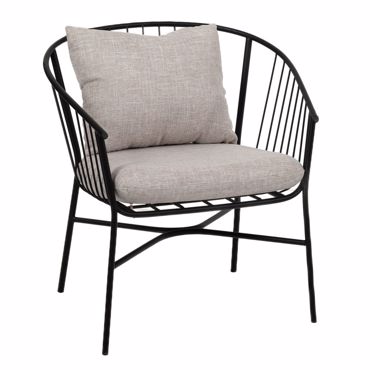 Iliadis Πολυθρόνα Μεταλλική Μαύρη με Εκρού Μαξιλάρια 68x62x77cm 84906