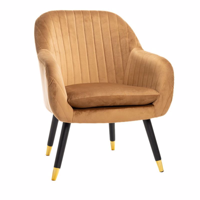 Έπιπλα σαλονιού agiovlasitishome - ΣΗΜΑΝΤΙΚΟ: Σε περίπτωση διαφοράς τιμής από το κατάστημα ισχύει παντα και μόνο η τιμή του καταστήματος Iliadis Πολυθρόνα Βελούδινη Καφέ με Μαύρα Ξύλινα Πόδια