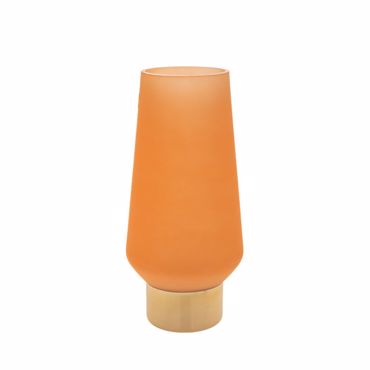 Iliadis Βάζο Γυάλινο Πορτοκαλί Ματ με Χρυσή Βάση Φ16.5x35cm 84967
