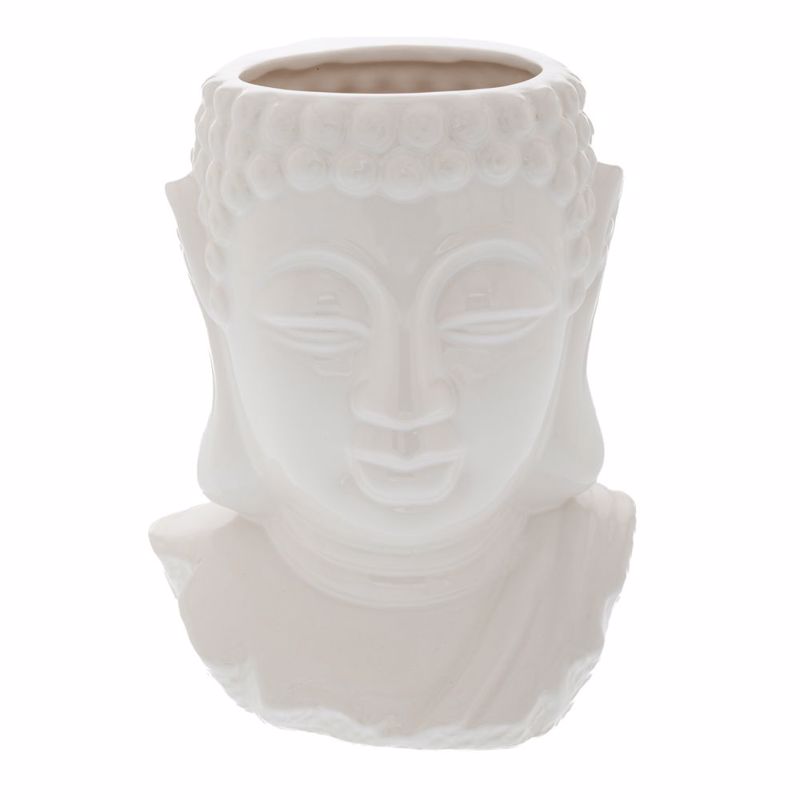 Iliadis Πήλινο Λευκό Κασπώ Κεφάλι Βούδα 21x16.5x25.5cm 