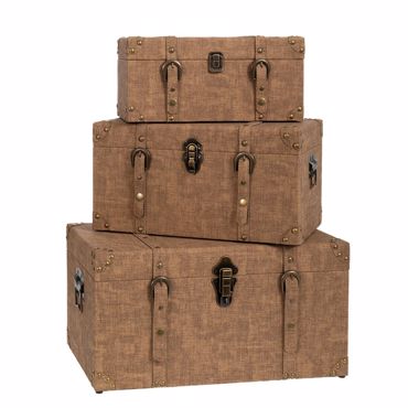 Iliadis Σετ των 3 Μπαούλα Δερμάτινα Καφέ 49x30.5x27cm 85330