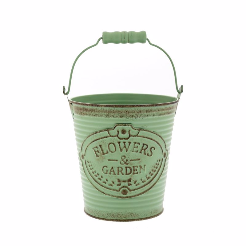 Γλάστρες - Ζαρντινιέρες agiovlasitishome - ΣΗΜΑΝΤΙΚΟ: Σε περίπτωση διαφοράς τιμής από το κατάστημα ισχύει παντα και μόνο η τιμή του καταστήματος Iliadis Αντικέ Πράσινο Μεταλλικό Κουβαδάκι με Χερούλι Φ