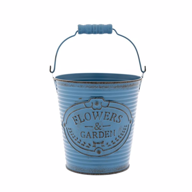 Γλάστρες - Ζαρντινιέρες agiovlasitishome - ΣΗΜΑΝΤΙΚΟ: Σε περίπτωση διαφοράς τιμής από το κατάστημα ισχύει παντα και μόνο η τιμή του καταστήματος Iliadis Αντικέ Μπλε Μεταλλικό Κουβαδάκι με Χερούλι Φ12x