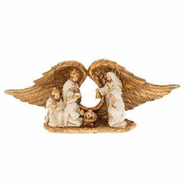 Iliadis Φάτνη Resin Χρυσή με Φιγούρες σε Σχήμα Φτερών Αγγέλου 27.5x7x10.5cm 86674