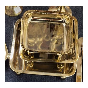 Iliadis Δίσκος Μεταλλικό Χρυσός με Στρογγυλά Πόδια 28x28x7cm 86770