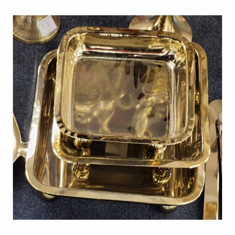 Iliadis Δίσκος Μεταλλικό Χρυσός με Στρογγυλά Πόδια 28x2