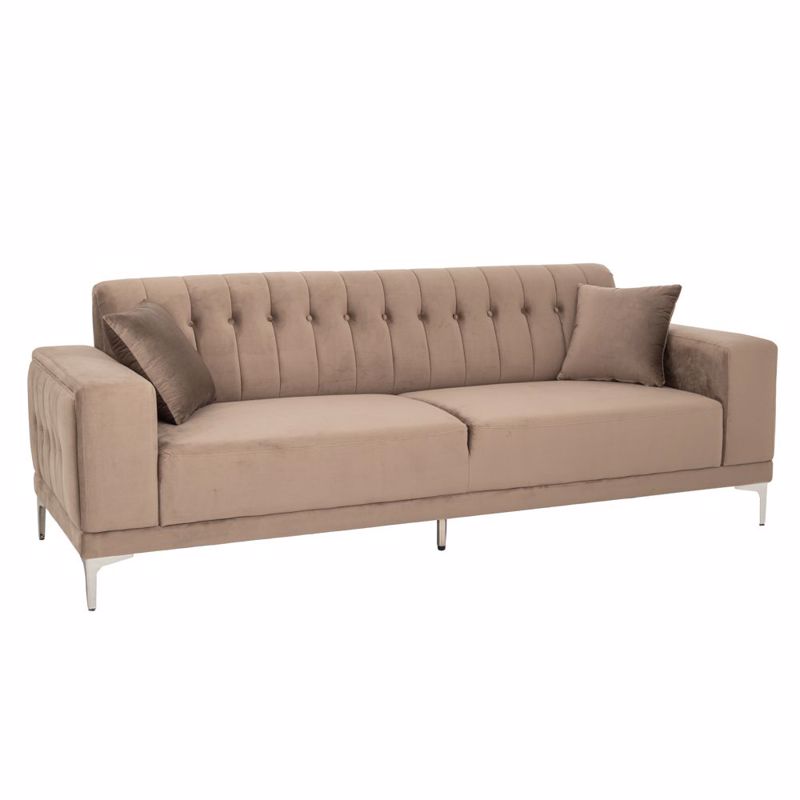 Έπιπλα σαλονιού agiovlasitishome - ΣΗΜΑΝΤΙΚΟ: Σε περίπτωση διαφοράς τιμής από το κατάστημα ισχύει παντα και μόνο η τιμή του καταστήματος Iliadis Καναπές Τριθέσιος Βελούδινος Καφέ με Ασημί Μετα