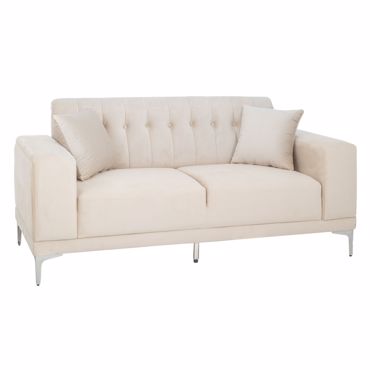 Iliadis Καναπές Διθέσιος Βελούδινος Κρεμ με Ασημί Μεταλλικά Πόδια 180x86x85cm 88033