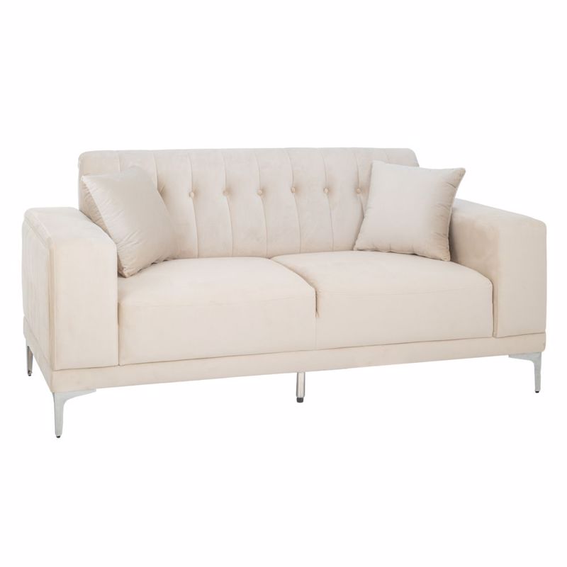 Έπιπλα σαλονιού agiovlasitishome - ΣΗΜΑΝΤΙΚΟ: Σε περίπτωση διαφοράς τιμής από το κατάστημα ισχύει παντα και μόνο η τιμή του καταστήματος Iliadis Καναπές Διθέσιος Βελούδινος Κρεμ με Ασημί Μεταλ