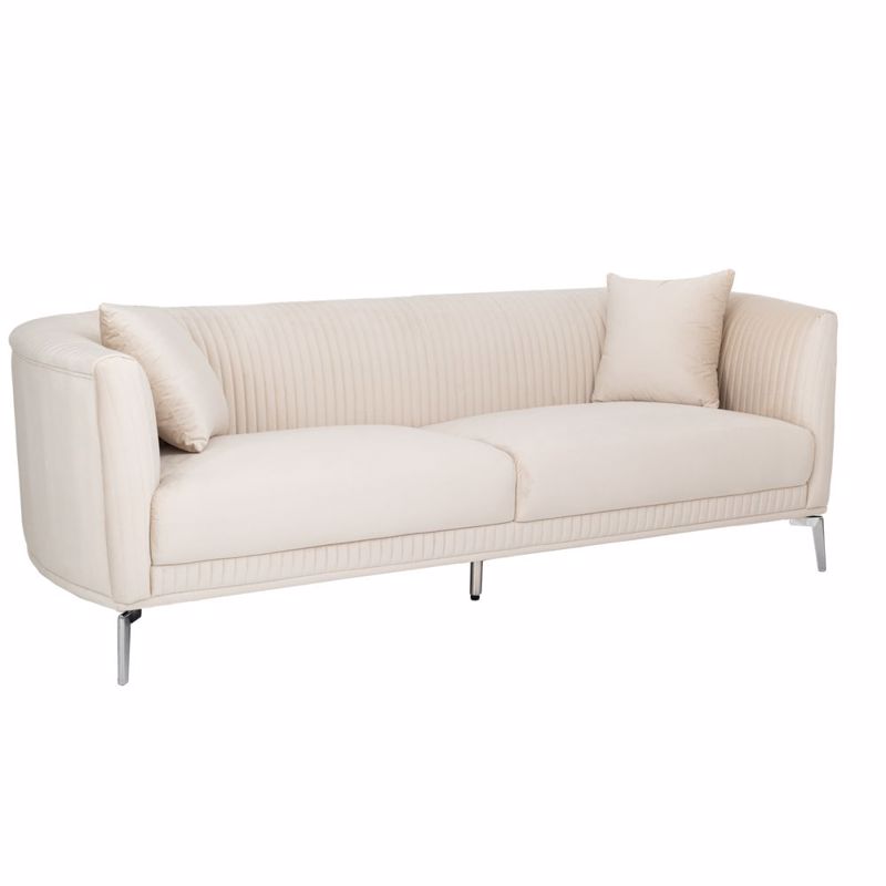 Έπιπλα σαλονιού agiovlasitishome - ΣΗΜΑΝΤΙΚΟ: Σε περίπτωση διαφοράς τιμής από το κατάστημα ισχύει παντα και μόνο η τιμή του καταστήματος Iliadis Καναπές Τριθέσιος Βελούδινος Κρεμ με Ασημί Μετα