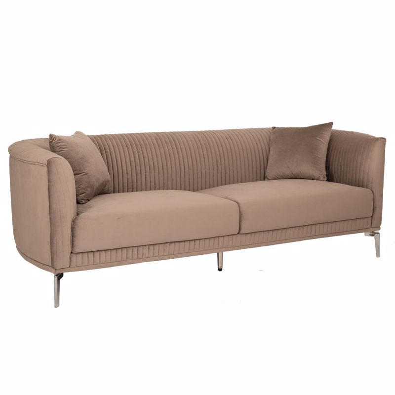 Iliadis - ΣΗΜΑΝΤΙΚΟ: Σε περίπτωση διαφοράς τιμής από το κατάστημα ισχύει παντα και μόνο η τιμή του καταστήματος Iliadis Καναπές Τριθέσιος Βελούδινος Καφέ με Ασημί Μετα