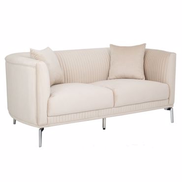 Iliadis Καναπές Διθέσιος Βελούδινος Κρεμ με Ασημί Μεταλλικά Πόδια 170x96x73cm 88042