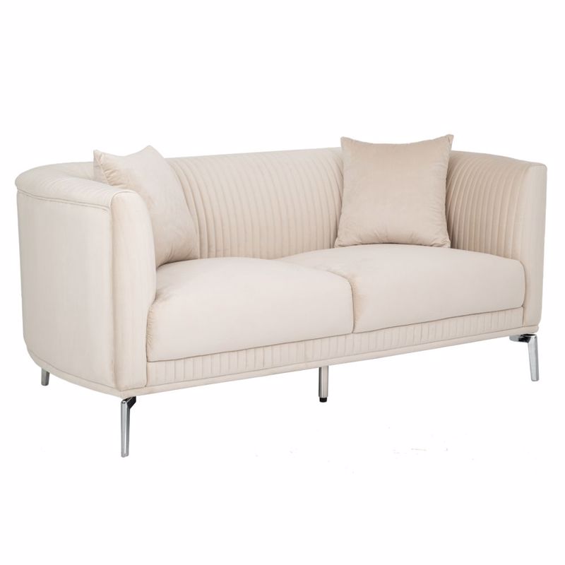 Έπιπλα σαλονιού agiovlasitishome - ΣΗΜΑΝΤΙΚΟ: Σε περίπτωση διαφοράς τιμής από το κατάστημα ισχύει παντα και μόνο η τιμή του καταστήματος Iliadis Καναπές Διθέσιος Βελούδινος Κρεμ με Ασημί Μεταλ