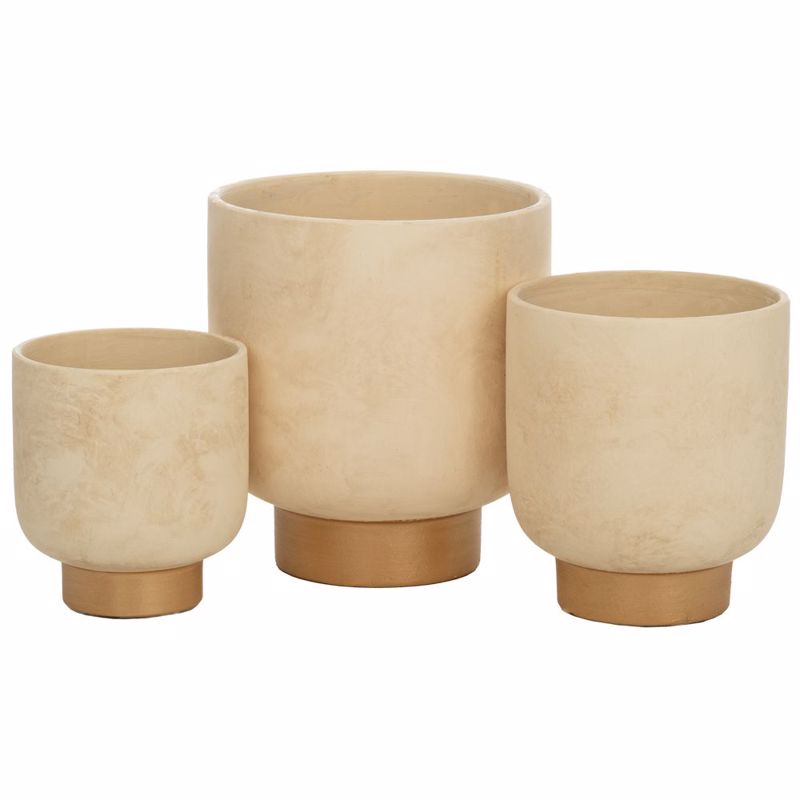 Iliadis Σετ των 3 Κασπώ Πήλινο Μπεζ με Χρυσή Βάση Φ22x2