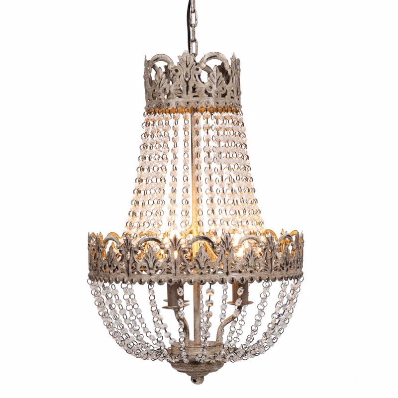 Iliadis Πολυέλαιος Vintage Τρίφωτος Μεταλλικός με Ακρυλικά Κρυσταλλάκια Φ40x66cm 88150