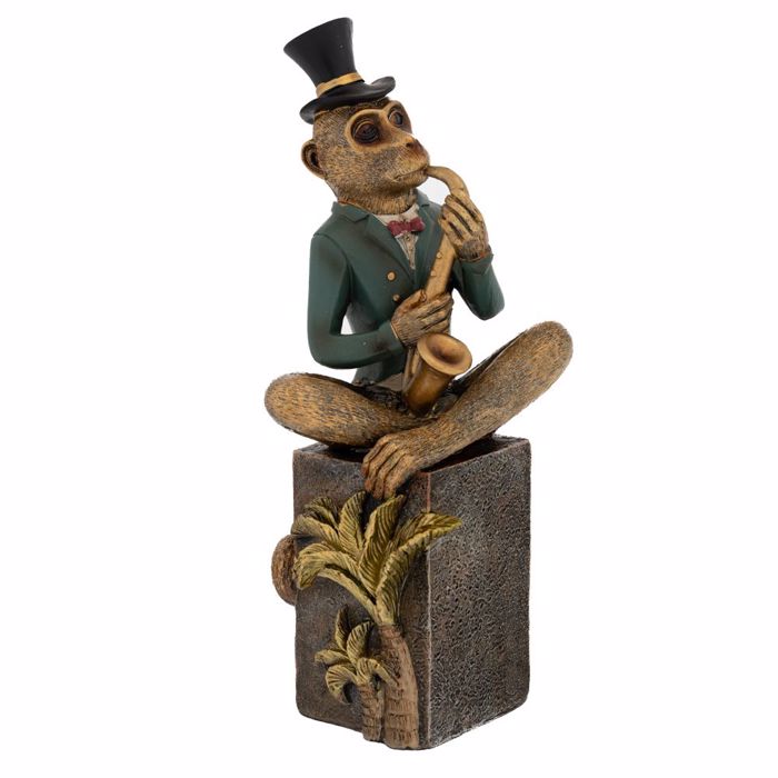 Iliadis Diakosmitiki Maϊmou pou Paizei Saxofono Resin 12x11x28cm 88322