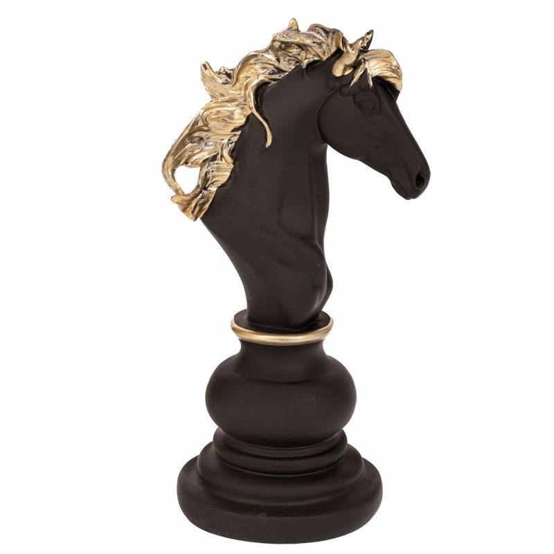 Iliadis Πιόνι Σκακιού Resin Μαύρο/Χρυσό Άλογο 20cm 8833