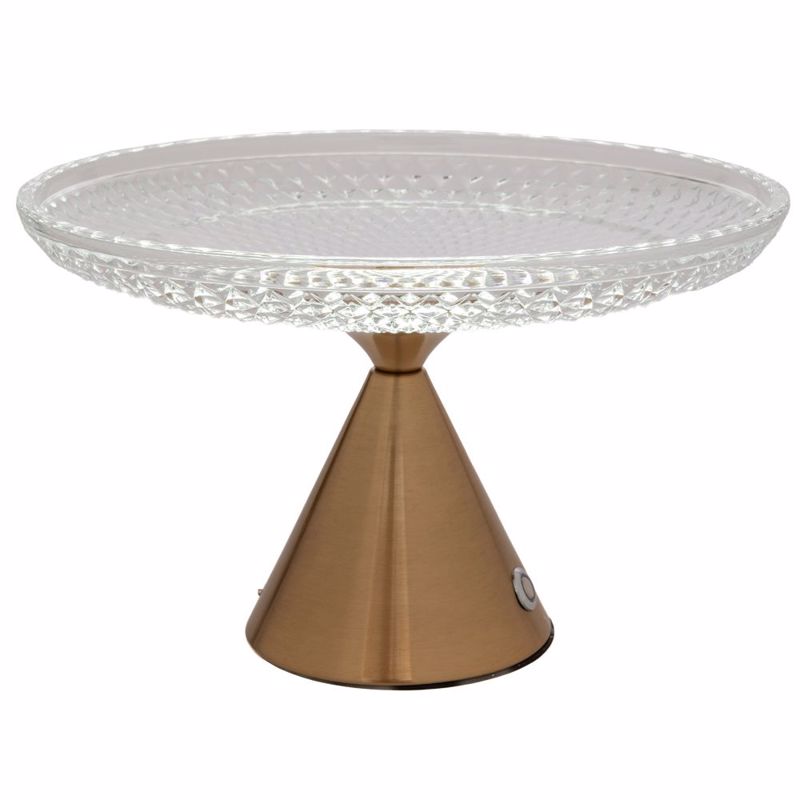 Iliadis - ΣΗΜΑΝΤΙΚΟ: Σε περίπτωση διαφοράς τιμής από το κατάστημα ισχύει παντα και μόνο η τιμή του καταστήματος Iliadis Πιατέλα Γυάλινη σε Χρυσή Μεταλλική Βάση με Λάμπ