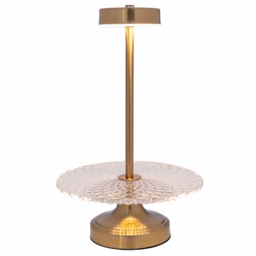 Iliadis Πιατέλα Γυάλινη σε Χρυσή Μεταλλική Βάση με Λάμπα USB Φ25x40cm 88504