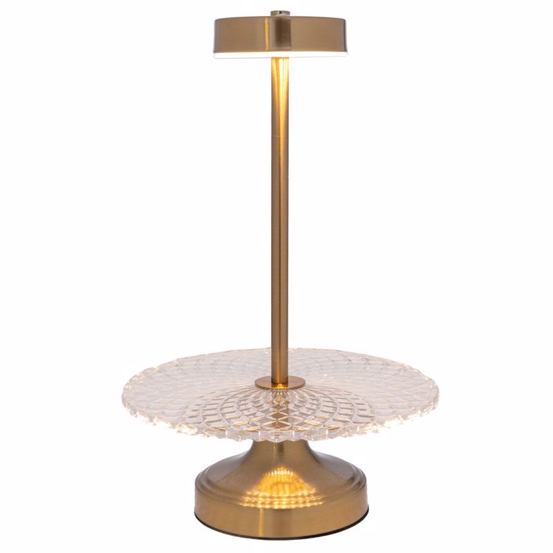 Iliadis Πιατέλα Γυάλινη σε Χρυσή Μεταλλική Βάση με Λάμπ
