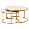 Iliadis Set ton 2 Trapezi Strongulo Metalliko Xruso me Epifaneia me efe Marmarou F80x42.5cm/F60x36.5cm 88512