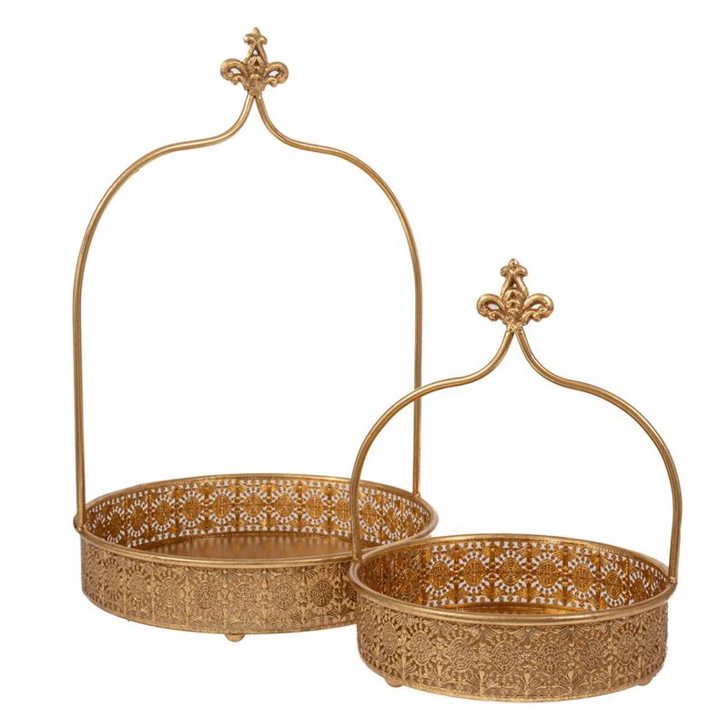 Iliadis - ΣΗΜΑΝΤΙΚΟ: Σε περίπτωση διαφοράς τιμής από το κατάστημα ισχύει παντα και μόνο η τιμή του καταστήματος Iliadis Σετ των 2 Δίσκος Μεταλλικός Χρυσός με Χερούλι Φ