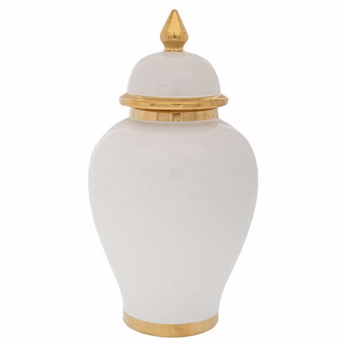 Iliadis Bazo Keramiko Lefko me Kapaki kai Xruso Giso F18x33cm 88531