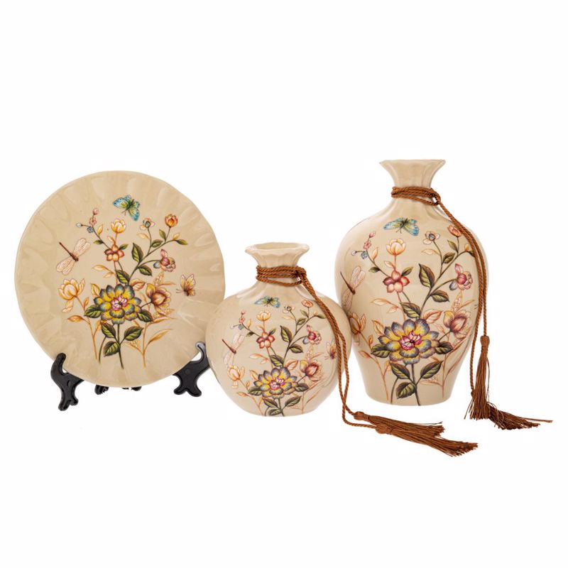 Iliadis - ΣΗΜΑΝΤΙΚΟ: Σε περίπτωση διαφοράς τιμής από το κατάστημα ισχύει παντα και μόνο η τιμή του καταστήματος Iliadis Σετ των 3 Επιτραπέζια Διακοσμητικά Κεραμικά Κρε