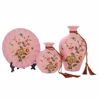 Iliadis Set ton 3 Epitrapezia Diakosmitika Keramika Roz me Louloudia F20x2cm 88566