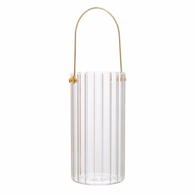 Iliadis Βάζο Γυάλινο Στρογγυλό με Χρυσό Μεταλλικό Χερούλι Φ10x20cm 88671