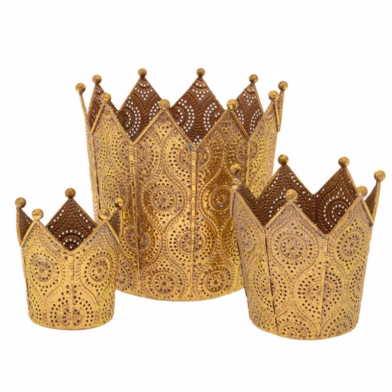 Iliadis Σετ των 3 Κορώνες Μεταλλικές Χρυσές 16x15x15.5c